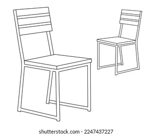 Ilustración vectorial editable de la silla sobre fondo blanco. arte de la línea de la silla, imágenes prediseñadas, elementos de diseño dibujados a mano.