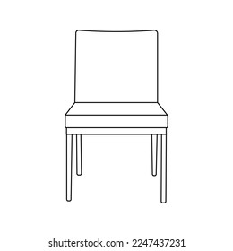 Ilustración vectorial editable de la silla sobre fondo blanco. arte de la línea de la silla, imágenes prediseñadas, elementos de diseño dibujados a mano.
