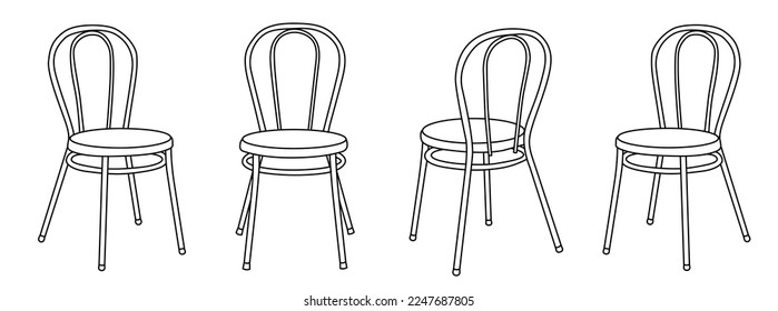 Chair editable vector illustration on white background. chair Line art, clip art.Hand-drawn design elements.