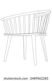 Chair editable vector illustration on white background. chair Line art, clip art, Office Chair, Hand-drawn design elements.