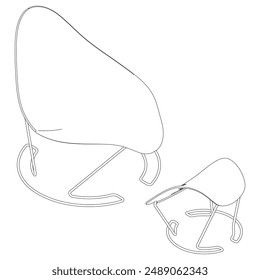 Chair editable vector illustration on white background. chair Line art, clip art, Office Chair, Hand-drawn design elements.