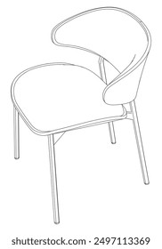 Ilustración vectorial editable de la silla en el fondo blanco. arte de la línea, arte del Clip, silla de la oficina, Elementos de diseño dibujados a mano.