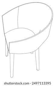 Chair editable vector illustration on white background. chair Line art, clip art, Office Chair, Hand-drawn design elements.