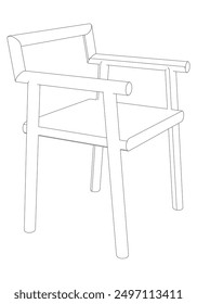 Ilustración vectorial editable de la silla en el fondo blanco. arte de la línea, arte del Clip, silla de la oficina, Elementos de diseño dibujados a mano.