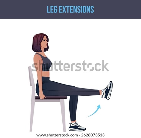chair exercise,Leg Extensions.Personal trainer guiding woman at the gym.	