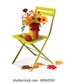 chair in the fall garden