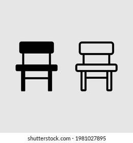 chair fill and outline icon set isolated vector illustration
