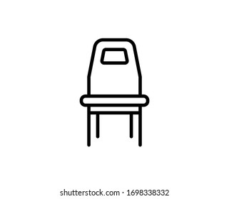 Icono plano de la silla. Señales de línea delgada para el logotipo de diseño, tarjeta de visita, etc. Símbolo único de esquema de alta calidad para diseño web o aplicación móvil. Pictograma de esquema de la silla.