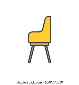 Chair flat line colored icon.