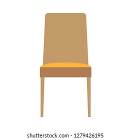 Chair front view wooden vector icon. Office comfortable symbol relaxation furniture equipment color