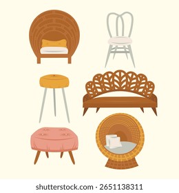 Chair Furniture Bohemian Interior Illustration