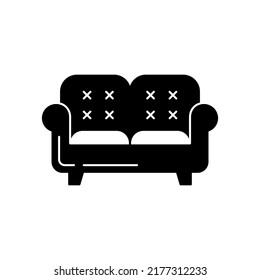 Chair furniture icon in black flat glyph, filled style isolated on white background