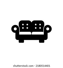 Chair furniture icon in black flat glyph, filled style isolated on white background