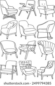 Chair furniture icon set design, logo collection inspiration design template - Vector set