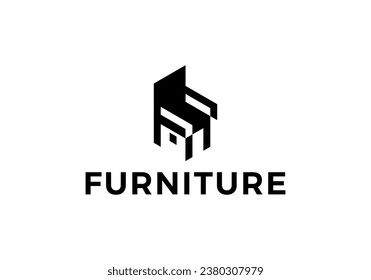 chair furniture logo, abstract home decoration vector design