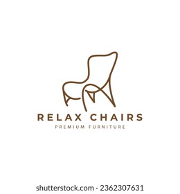 chair  furniture  lounge chair  sofa  interior  home  minimalist line style logo vector icon symbol design