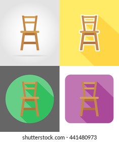 chair furniture set flat icons vector illustration isolated on white background