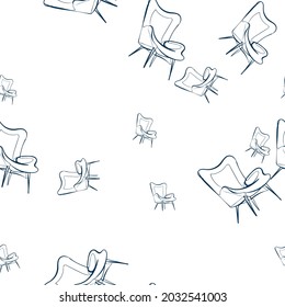 chair furniture vector seamless pattern outline decorative