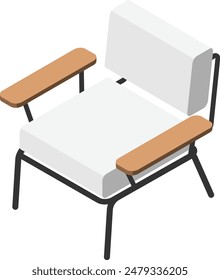 chair home and office furniture isolated. Classic and modern interior objects with textile or leather upholstery, wooden legs and pillows, decor Cartoon vector illustration