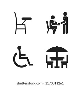 chair icon. 4 chair vector icons set. classroom, disabled sign and desk chair icons for web and design about chair theme