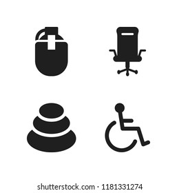 chair icon. 4 chair vector icons set. relaxation, desk chair and canteen icons for web and design about chair theme
