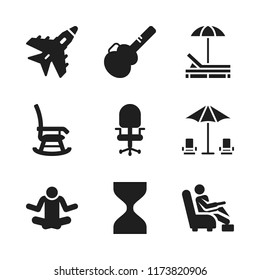 chair icon. 9 chair vector icons set. guitar protector, wait and desk chair icons for web and design about chair theme