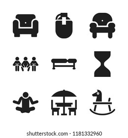 chair icon. 9 chair vector icons set. canteen, wait and rocking chair icons for web and design about chair theme