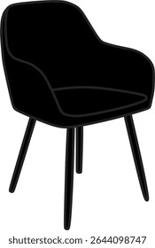 Chair Icon in Black – Flat Design Symbol for Furniture, Seating, and Interior Design