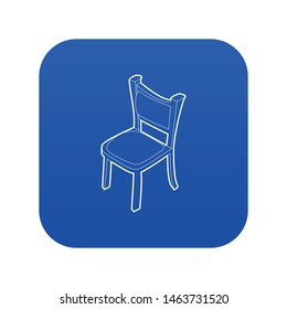 Chair icon blue vector isolated on white background