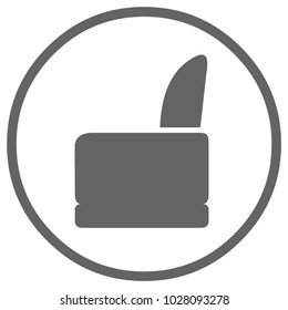 chair icon in circle. Vector, eps 10. Black and white illustration