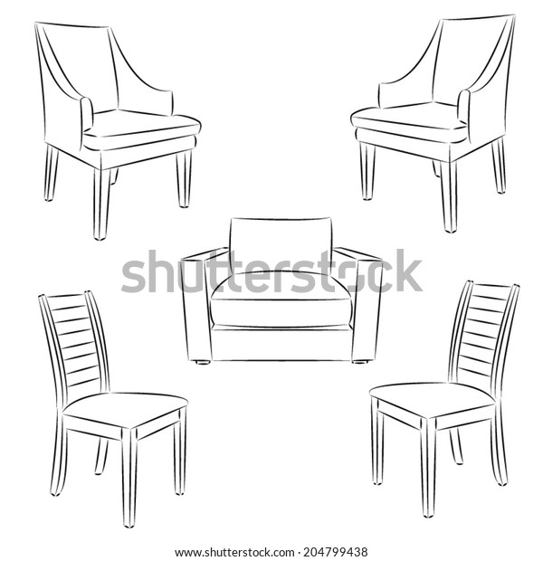 Chair Icon Classic Chair Outline Contour Stock Vector (Royalty Free
