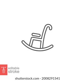chair icon. Comfort class concept, convenient service. living room Wood rocking chair furniture in solid style for mobile web editable stroke. Vector illustration. design on white background EPS 10