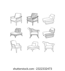 Chair icon design set, Minimalist furniture logo collection inspiration design template