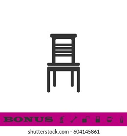 Chair icon flat. Black pictogram on white background. Vector illustration symbol and bonus button