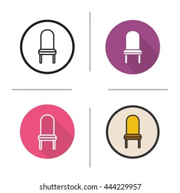 Chair icon  Flat design  linear   color styles  Classic kitchen chair in different styles  Isolated vector illustrations