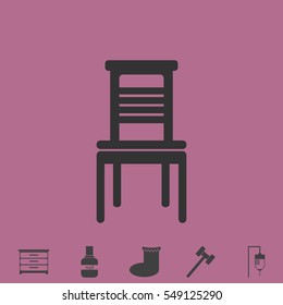 Chair icon flat. Simple vector grey pictogram and bonus symbol