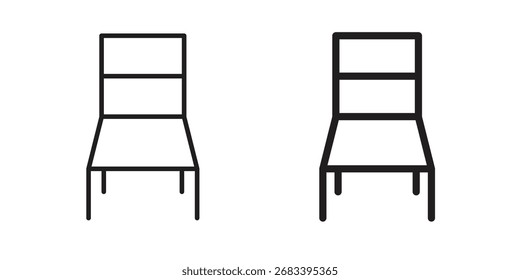 Icono de la silla plana y paquete de estilo de trazo sobre fondo blanco. Ilustraciones vectoriales