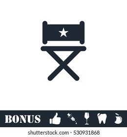 Chair icon flat. Vector illustration symbol and bonus pictogram