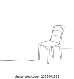 Chair icon hand drawn with single one continuous line. Isolated vector illustration. Editable stroke