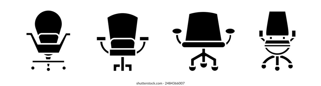 Chair icon illustration. Black and white chair icon set. Stock vector collection.