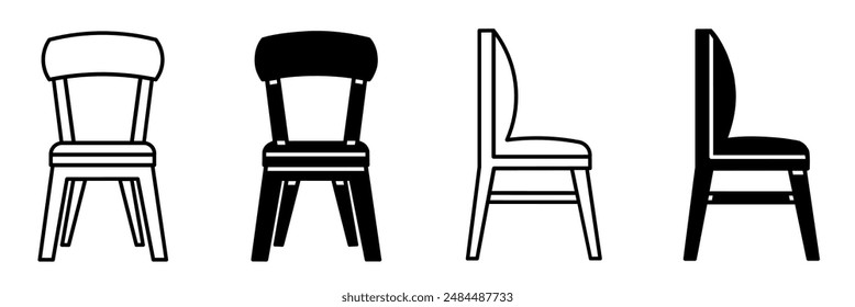 Chair icon illustration on white background.  Chair icon set for business. Stock vector.