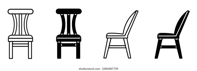 Chair icon illustration on white background.  Chair icon set for business. Stock vector.