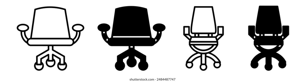 Chair icon illustration on white background.  Chair icon set for business. Stock vector.