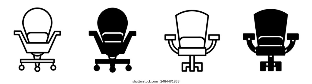 Chair icon illustration on white background.  Chair icon set for business. Stock vector.