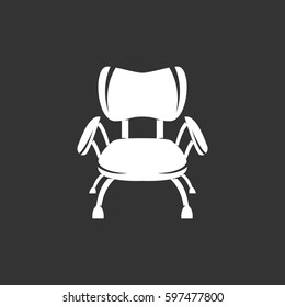 Chair icon isolated on black background. Chair vector logo. Flat design style. Modern vector pictogram for web graphics - stock vector