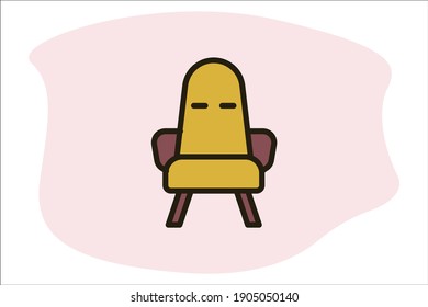Chair icon line filled color concept related Appliance and Household. Furniture Related.

