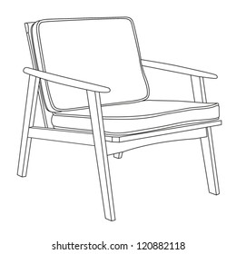 Chair Icon. Modern Chair Outline Contour Drawing. Vector Illustration.