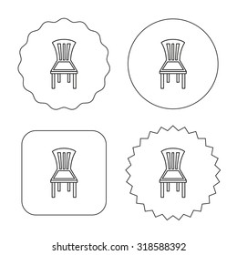 Chair icon. Seat furniture sign. Flat circle, star and emblem buttons. Labels design. Vector