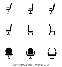 chair icon set black icon 