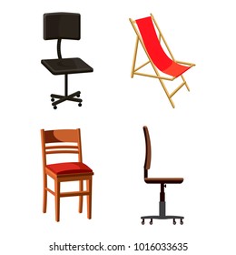 Chair icon set. Cartoon set of chair vector icons for web design isolated on white background